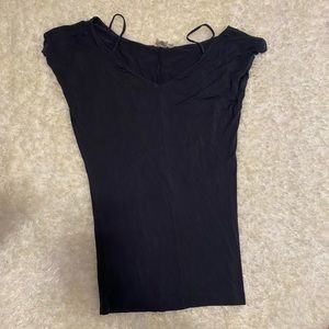 Blue/grey dress with fitted bottom and looser top.  Modal/cotton. Very soft